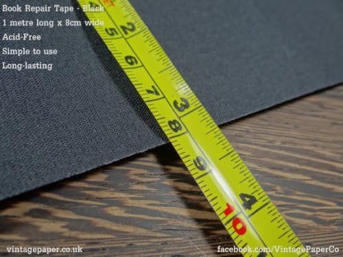 Filmoplast T - Bookbinding Cloth, Acid-free Book Spine Repair Tape (Black) 1 Meter x 8cm - Free Delivery