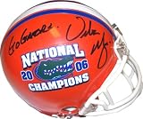 Urban Meyer Florida Gators Autographed Championship Logo Mini Helmet with GO GATORS Inscription