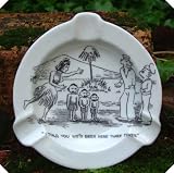 Review Staffordshire  / c1940s Comic Risque Hand Painted Ashtray Three Times