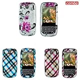 Palm Pixi CDMA Sprint Combo Red Flower on White Design Protective Case Faceplate Cover + Blue Plaid Design Protective Case Faceplate Cover + Hot Pink Plaid Design Protective Case Faceplate Cover for Palm Pixi CDMA Sprint