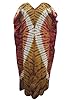 Womens Batik Tie Dye Kaftan Khaki Rust Kimono Sleeves Cotton Caftan Long Dress