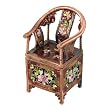 Antique Floral Crystal Design Chair Pewter Keepsake Trinket Box