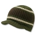 OLIVE GREEN & BROWN STRIPED CAMPUS JEEP CAP VISOR BEANIE SKI CAP CAPS HAT HATS TOQUE