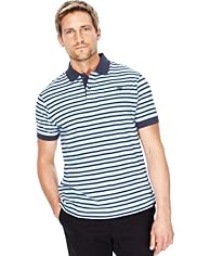 Blue Harbour Pure Cotton Fine Striped Polo Shirt
