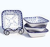 Le Souk Ceramique Citronique Design Azoura Design Square Pasta/Salad Bowls, Set of 4