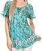 Sakkas Ash Speckled Tiedye Embroidered Cap Sleeve Blouse Top with Embroidery Hems