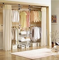 Hot Sale Deluxe 4 Tier & Shelf Hanger with Curtain | Clothing Rack | Closet Organizer