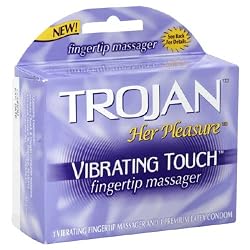 Trojan Vibrations Vibrating Touch Fingertip Massager and 1 Premium Latex Condom