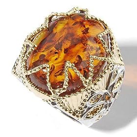 Sterling Silver/Palladium/18K Vermeil Baltic Amber & Multi-Gem Ring by Baltic Amber
