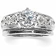 14K White Gold Diamond Wedding Set Semimount - 0.75 Ct. - CENTER STONE NOT INCLUDED