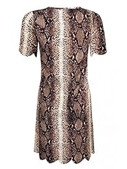 A-line Snake Print Cotton/Elastane/Polyester Short Sleeves Tunic 