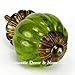 Green Peridot Glass Cabinet Knobs, Kitchen Drawer Pulls & Handle Set/2pc ~ K185FF Vintage Style Pumpkin Shaped Glass Knobs with Florentine Hardware, for Dresser, Drawers, Cabinets & Vanity
