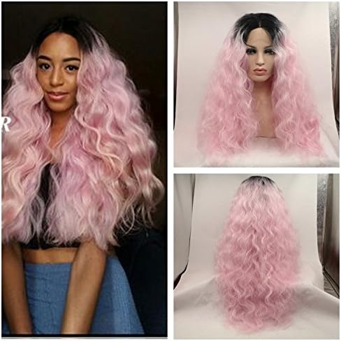 Heat Resistant Fiber Hair green mix color Synthetic lace front wig for women free shipping