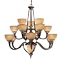 Minka Lavery 818-355 Camden 15 Light Large Foyer Chandelier in Golden Bronze with Excavtaion Glass glass