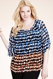 Plus Scoop Neck Ombre Geometric Print Blouse