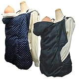 エルゴ対応　クロスプラス　授乳兼用<BR>タフタ　ダウン　裏ボア　足元カバー　3WAY　　リバーシブル　ワンタッチケープ　　簡易亀甲・(ママコート) (紺×白　　水玉)
