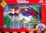 Tonka Chuck & Friends Die-Cast Vehicle Playset Fire Dept. Fire Engine and Helicopter