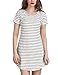 Persun Women Monochrome Stripe Short Sleeve Shift Dress White Small, White, Small