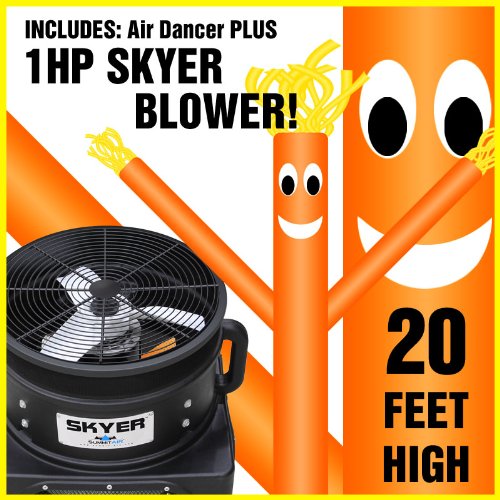 20FT Bright Orange Skyer Wacky Waving Inflatable Fly Sky Guy Puppet Advertising Dancing Tube Includes 1HP SKYER Blower!