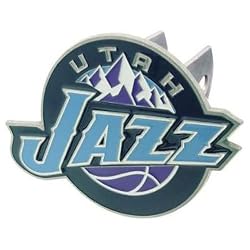 Utah Jazz NBA Pewter Trailer Logo Trailer Hitch Cover by Half Time