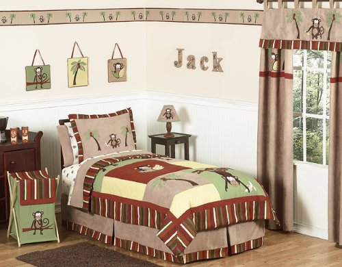 Monkey Kids Bedding 4pc Boys Twin Set by Sweet Jojo Designs