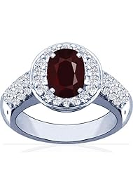 18K White Gold Cushion Cut Ruby Ring With Sidestones