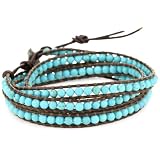 Chan Luu Turquoise Brown Leather Wrap Bracelet