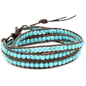 Chan Luu Turquoise Brown Leather Wrap Bracelet