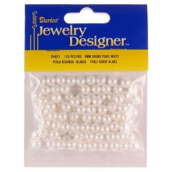 6mm Loose Round Pearls, White, 120 Pc Pkg (1 Pack)