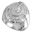 Sterling Silver Men's Ring - Clear CZ - 6mm Band Width - 25mm Face Height - Sizes: 9-13