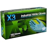 Ammex X3 Xtreme Blue Nitrile Glove, Latex Free, Disposable, Powder Free