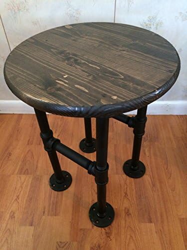 Stool Rustic HandMade Round w/ Industrial Black Pipe legs. Use as a Chair, Stand, Bar Stool, Stepping stool