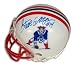 Gino Cappelletti Autographed/Hand Signed New England Patriots Throwback Mini Helmet with Red Mask