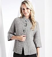 Petite 3/4 Sleeve Large Button Cardigan with Wool