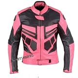 NEW WOMENS MOTORCYCLE CE ARMOR LEATHER JACKET PINK