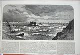 1865 Gale Tynemouth Stormy Sea Ships Life-Boat Fine Art