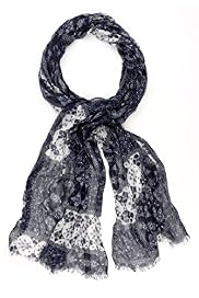 Indigo Collection Lightweight Patched Floral Print Scarf