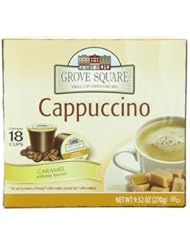 Grove Square Cappuccino, Caramel, 18-Count Single Serve Cup for Keurig K-Cup Brewers (Pack of 3)