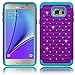 Galaxy Note 5 Case, EC™ Studded Rhinestone Crystal Bling Case, Hybrid Armor Dual Layer Diamond Case Cover for Samsung Galaxy Note 5 (Purple/Teal)