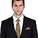 Landisun SILK Paisleys Mens SILK Tie Set: Necktie+Hanky+Cufflinks 651 Gold Black, 3.25