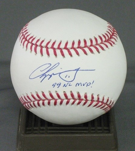 Chipper Jones Signed/Autographed/Hand Signed MLB Baseball Atlanta Braves w/99 MVP