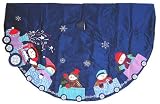 56 Snowman Express Train Blue Christmas Tree Skirt