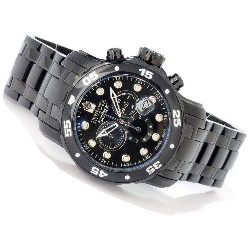 Invicta Men's 0076 Pro Diver Collection Chronograph Black Ion-Plated Stainless Steel Watch