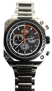 Harley-Davidson® Men's Bulova® Chronograph Wrist Watch. Embossed Dial. Luminious. Fold-Over Safety Buckle. WR 50m/165ft. 78B117