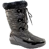 Damen Fellstiefel Schnee Fashion Fell Boots - Schwarz - 38