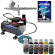 Master Airbrush&reg; Brand Complete Airbrush System with Paint. G22 Airbrush, Air Compressor, 6' Air Hose, 2-oz Bottles of Createx Premium Artist Paint in Black, Red, Blue, Yellow, Green & White. The Kit Now Includes a (FREE) How to Airbrush Training Book to Get You Started, Published Exclusively By Master Airbrush.