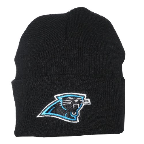 Adult NFL Carolina Panthers Warm Ski & Skate Roll Up Beanie / Winter Hat - One Size Fits All - Black