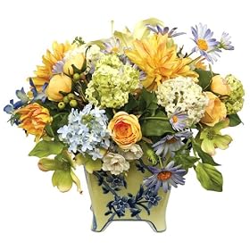 Provincial Spring Faux Floral Arrangement in Planter - 16"