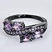 Oval Cut Purple Amethyst February Birthstone Ring Black Gold Plated Oval Cut CZ Sz5/6/7/8/9/10/11(7)