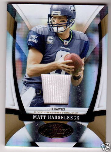 MATT HASSELBECK 2009 Donruss Certified Mirror Gold Materials Prime Parallel JERSEY PATCH CARD Seattle Seahawks Football